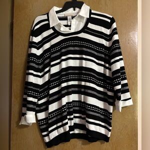 Black and White Striped Women's Sweater